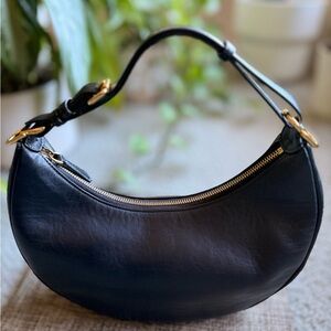 Fendi Black Fendigraphy Leather Bag with Gold Spellout